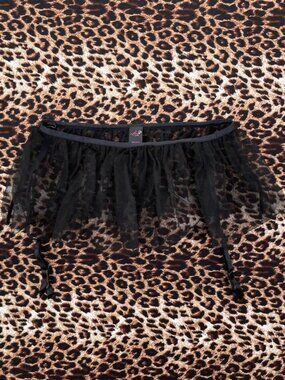 black mesh garter belt micro skirt